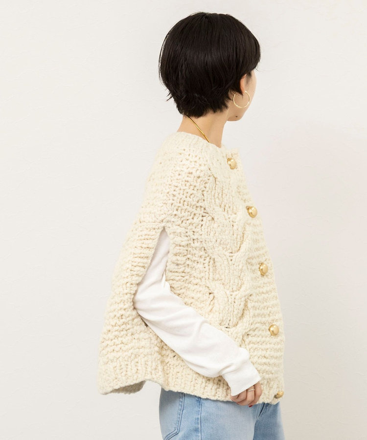 【IRONING/アイロニング】long cable cape