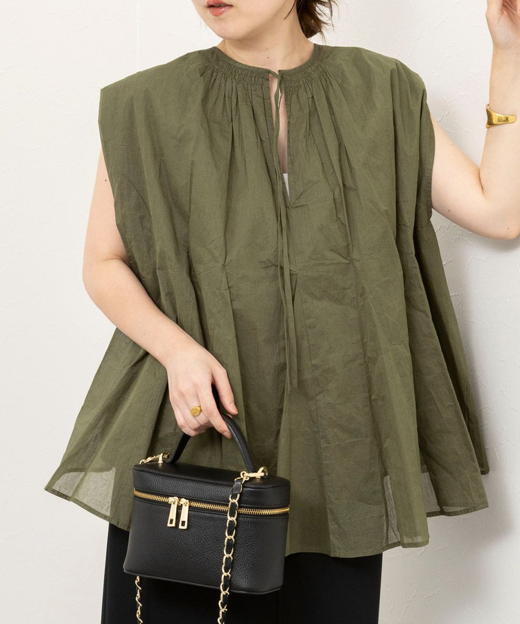 【MARILYN MOON/マリリーンムーン】sheer starched cottonブラウス