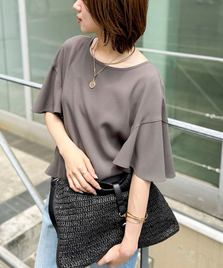 【WEB限定】ウォッシャブルストレッチジョーゼットラッフル袖ブラウス