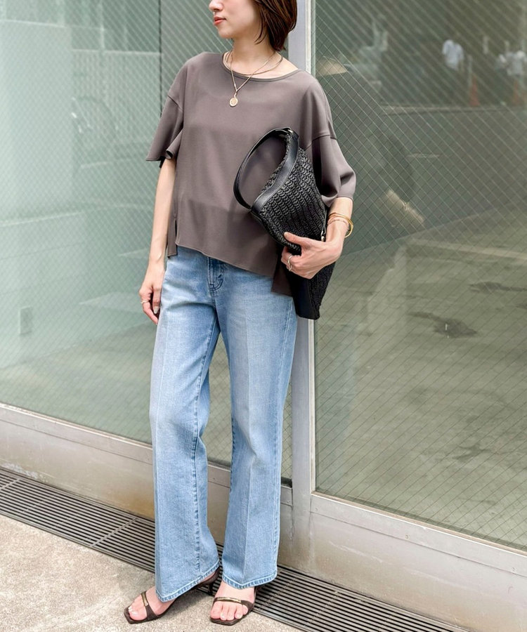 【WEB限定】ウォッシャブルストレッチジョーゼットラッフル袖ブラウス