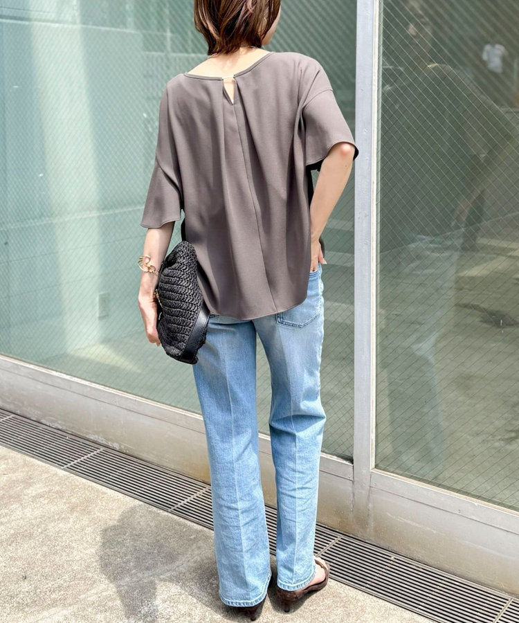 【WEB限定】ウォッシャブルストレッチジョーゼットラッフル袖ブラウス