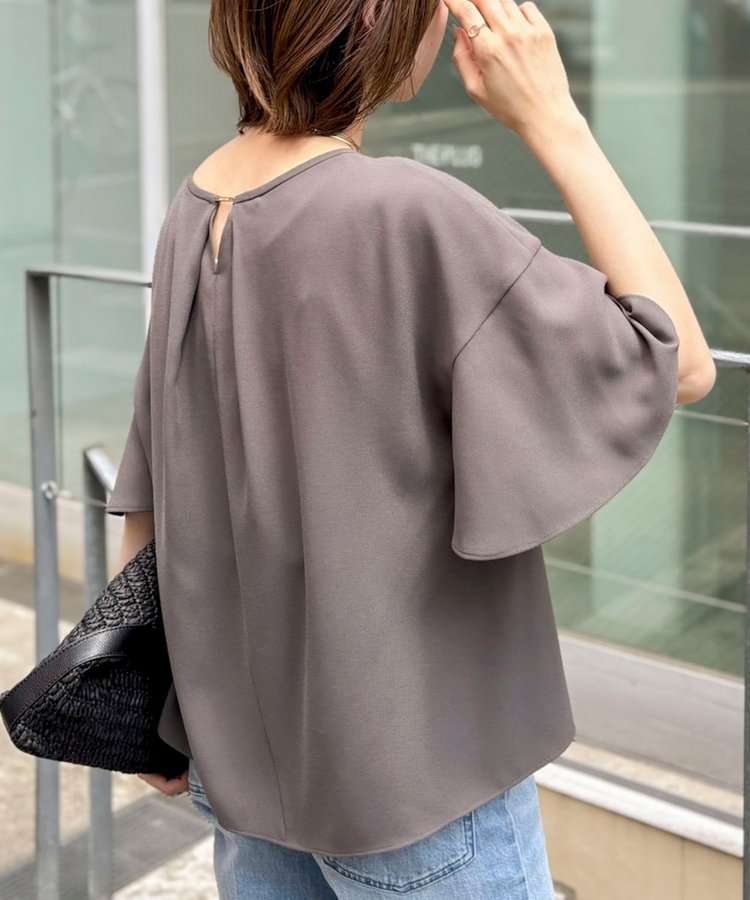 【WEB限定】ウォッシャブルストレッチジョーゼットラッフル袖ブラウス