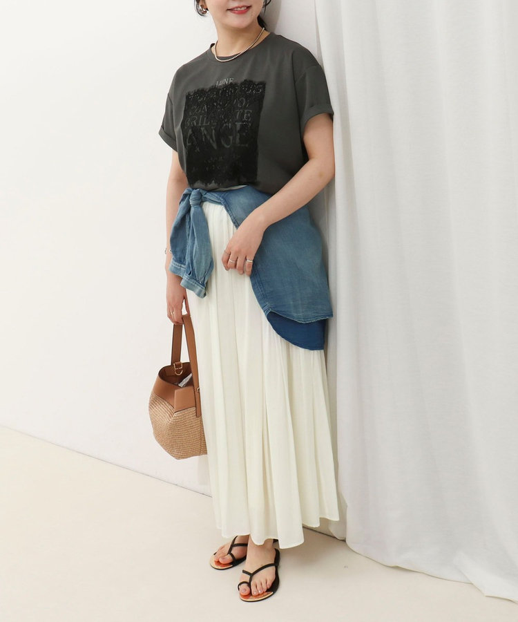 ロゴ＋レースTシャツ