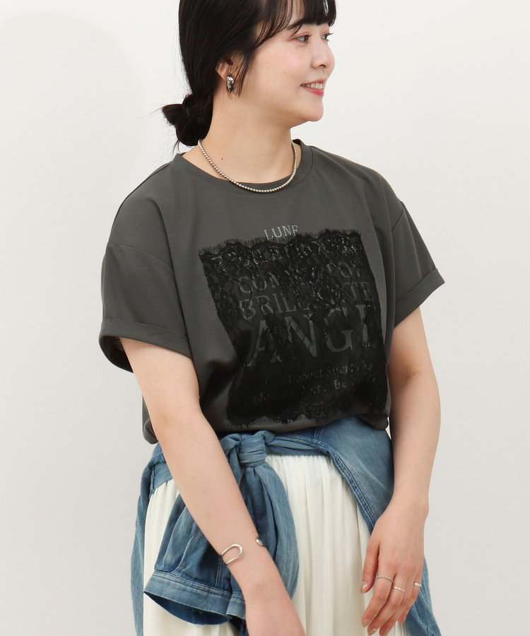 ロゴ＋レースTシャツ
