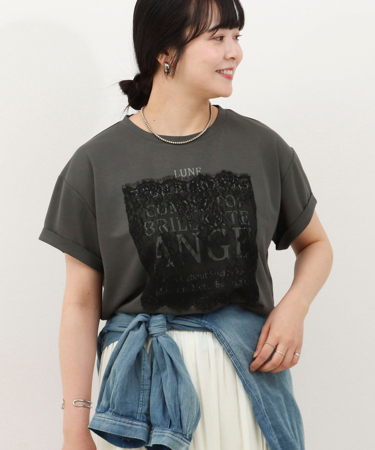 ロゴ＋レースTシャツ