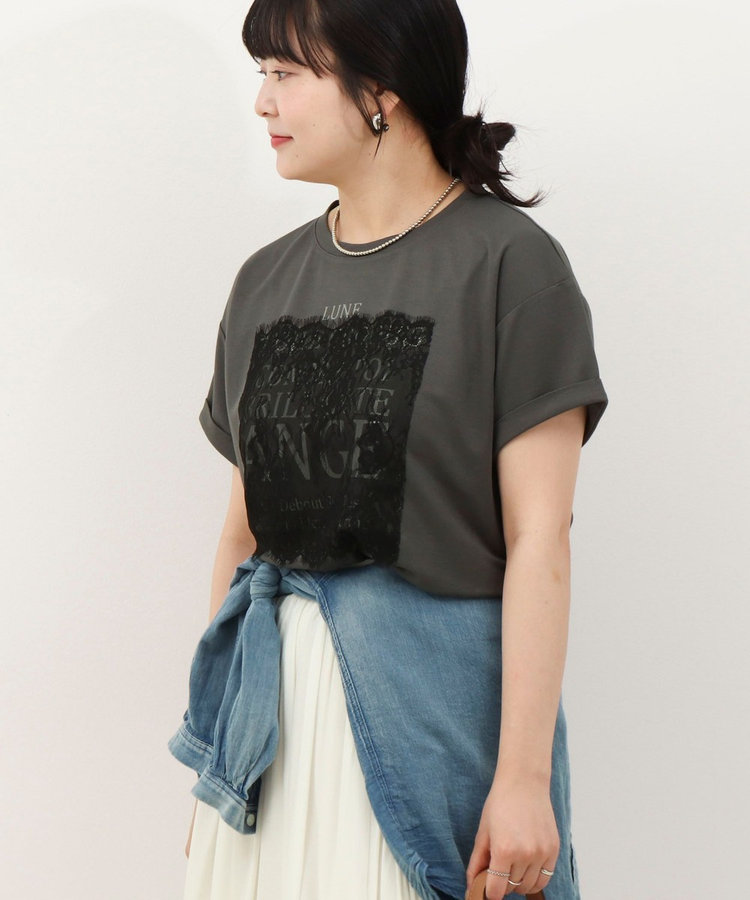 ロゴ＋レースTシャツ