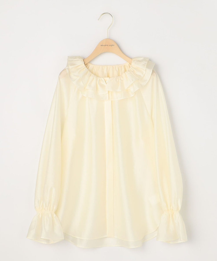 ウォッシャブルシアーフリルネックブラウス