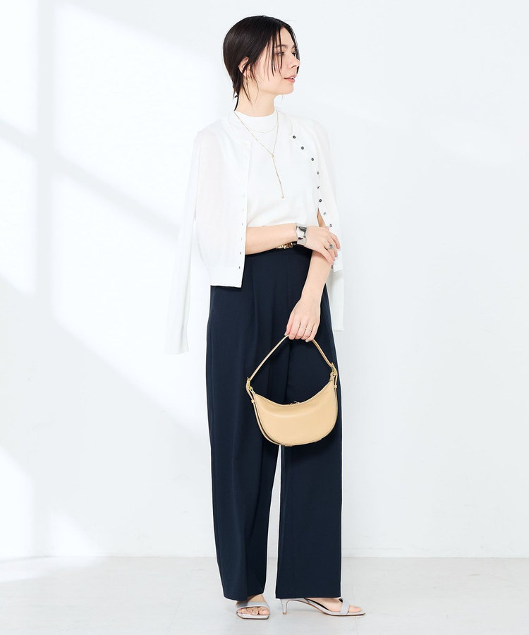 《手洗い可能/アンサンブル対応》マルチファンクションハイゲージクルーネックカーディガン