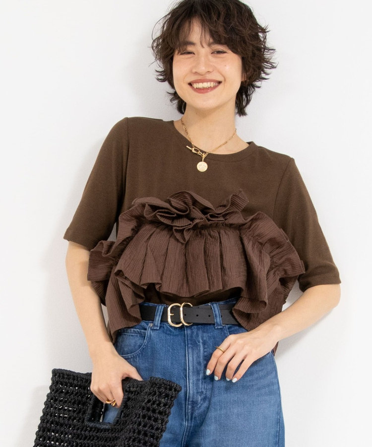 追加】フリル付き3WAYストレッチリブカットソー（5-0037-2-03