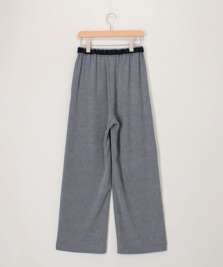 《セットアップ対応》リネンライクシャンブレーワイドパンツ