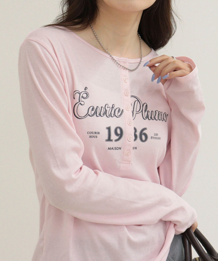 ヘンリーネックグラフィックロンTシャツ