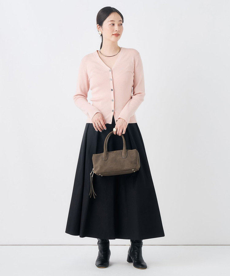 《手洗い可能》シルクカシミヤ混Vネックリブカーディガン