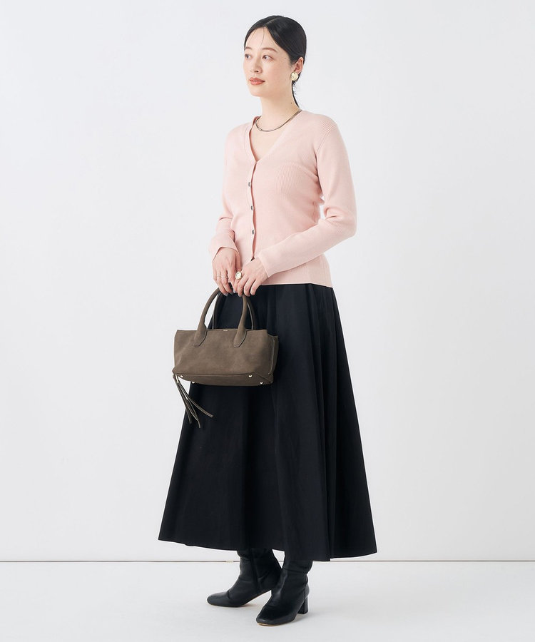 《手洗い可能》シルクカシミヤ混Vネックリブカーディガン