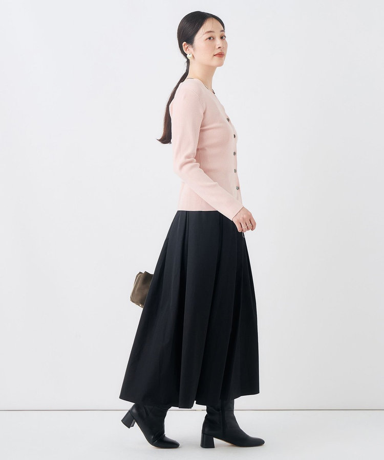 《手洗い可能》シルクカシミヤ混Vネックリブカーディガン