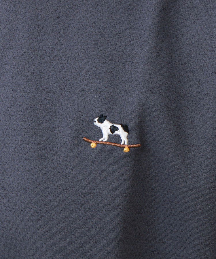 ［FREDY＆GLOSTER限定 TIME SALE！］【フレブル刺繍】フレンチブルドッグ刺繍 杢ダンボールロンT
