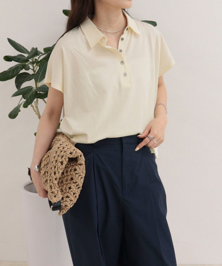 クロップドルーズポロ衿Tシャツ