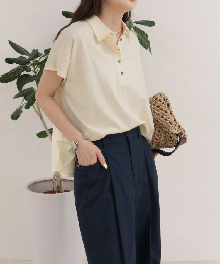 クロップドルーズポロ衿Tシャツ