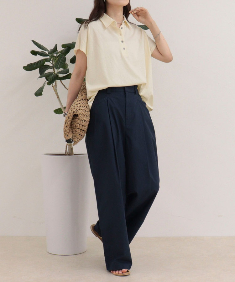 クロップドルーズポロ衿Tシャツ