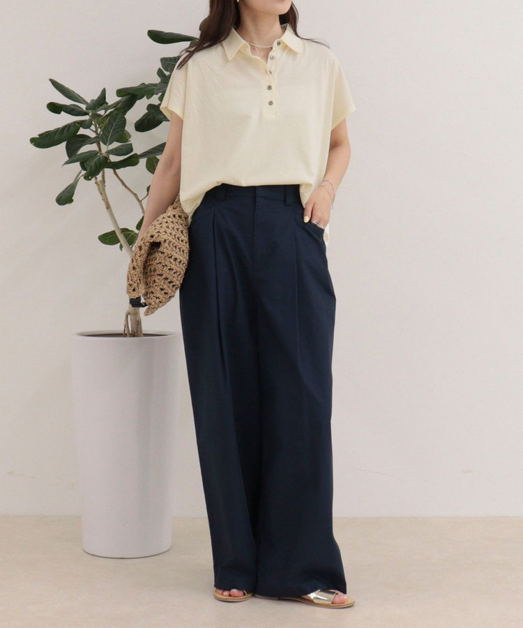 クロップドルーズポロ衿Tシャツ