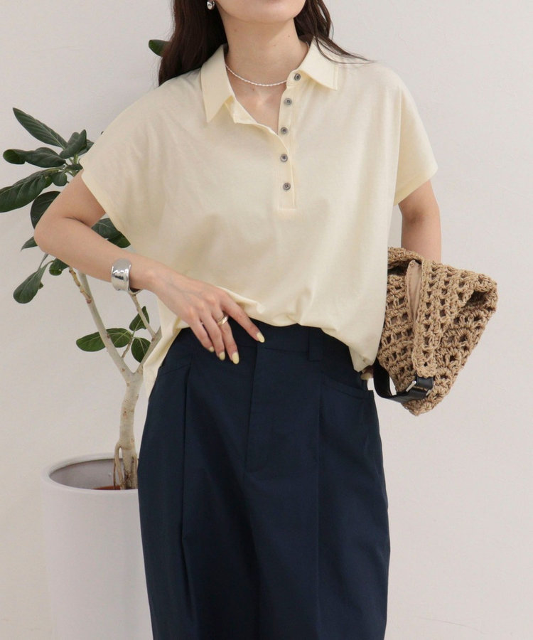 クロップドルーズポロ衿Tシャツ