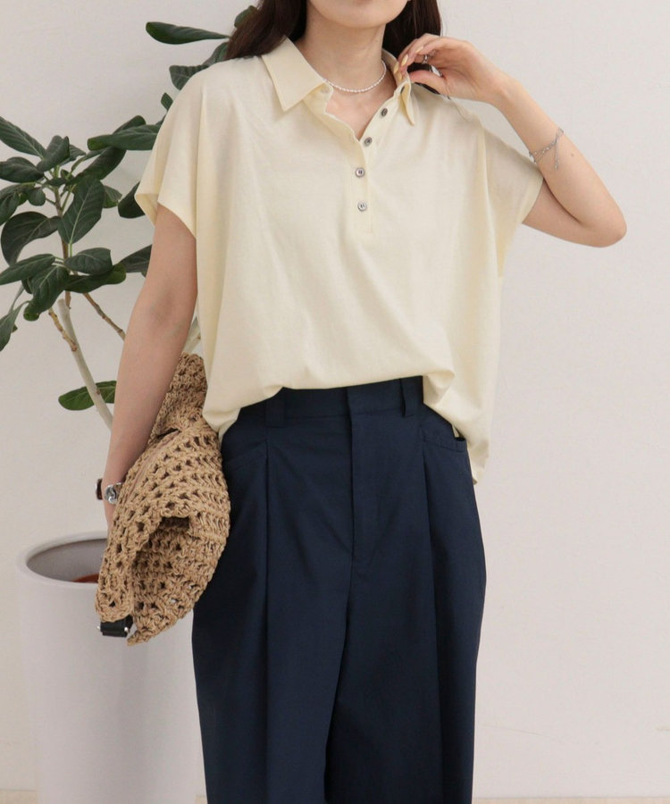 クロップドルーズポロ衿Tシャツ