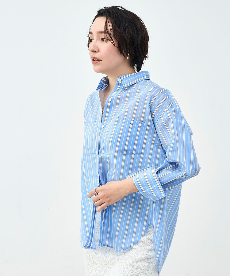 ウォッシャブルMARSALAシアーストライプ3WAYシャツ