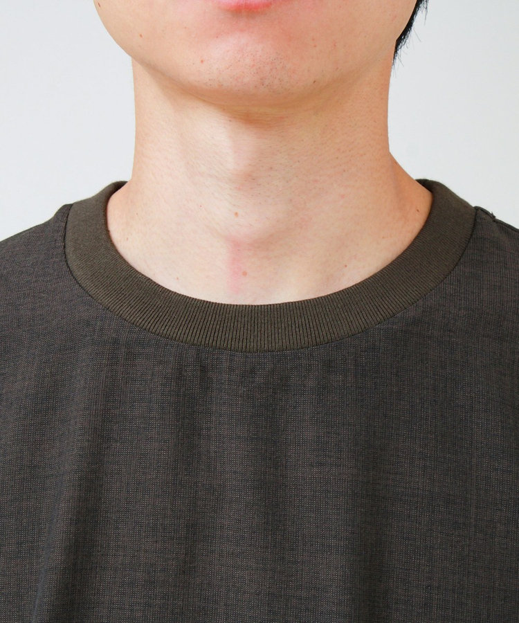 【布帛ライクできれい見え】麻混サイドジップTシャツ