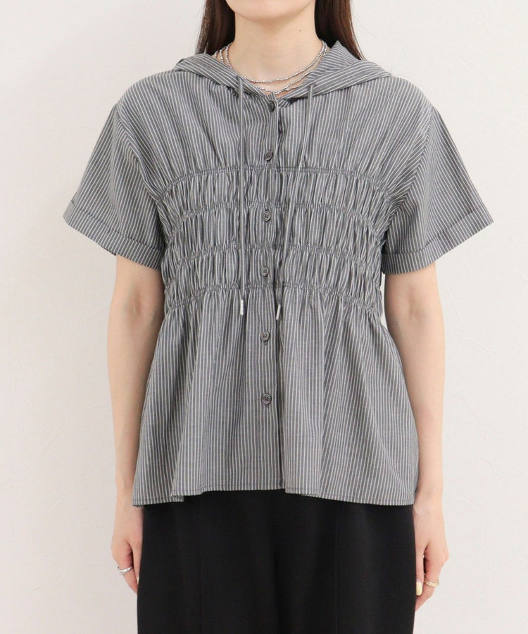 ［WEB限定 SPECIAL SALE！］シャーリングフーディシャツブラウス