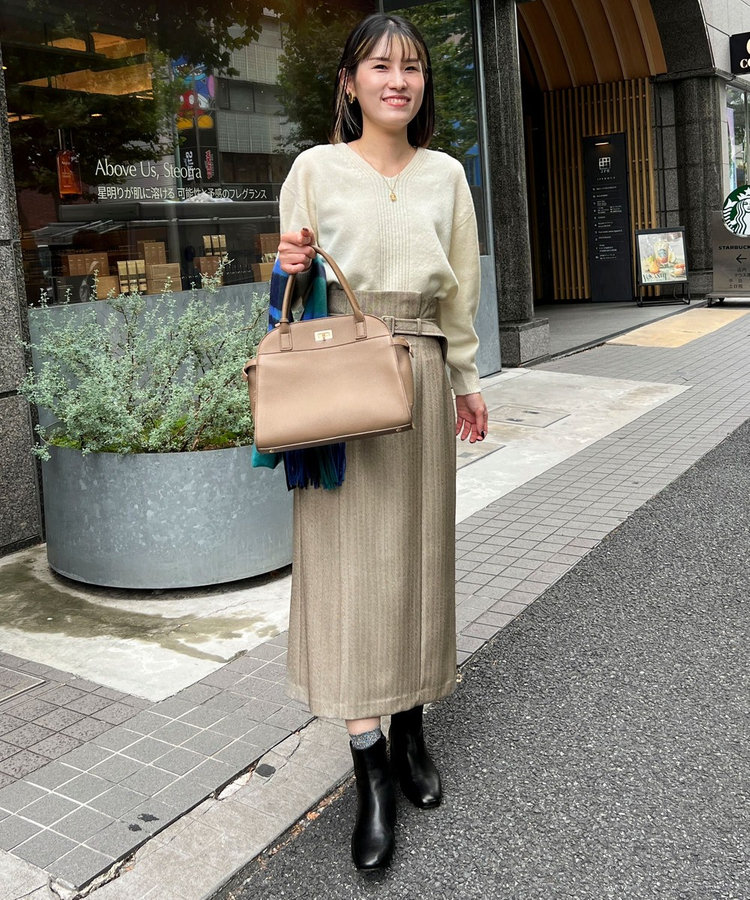 ストライプハイウエストナロースカート