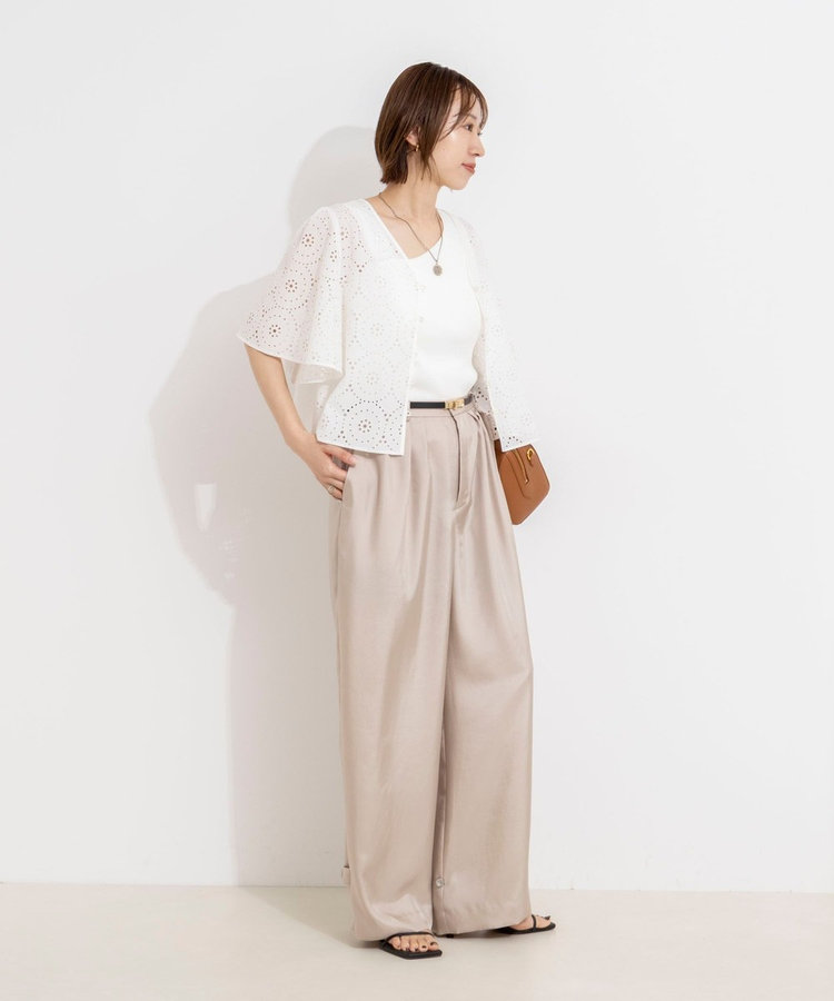 ［WEB限定 TIME SALE！］【一部店舗＆WEB限定カラー】ウォッシャブル高機能サテン裾タブ付きパンツ