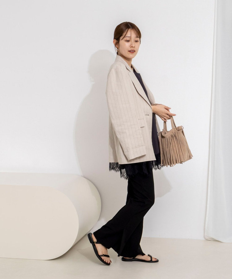 【WEB限定】ウォッシャブルヘムレースサテンタンク