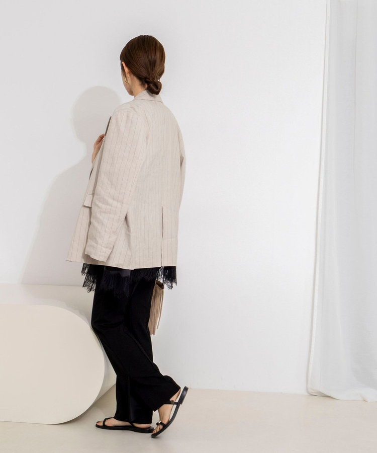 【WEB限定】ウォッシャブルヘムレースサテンタンク