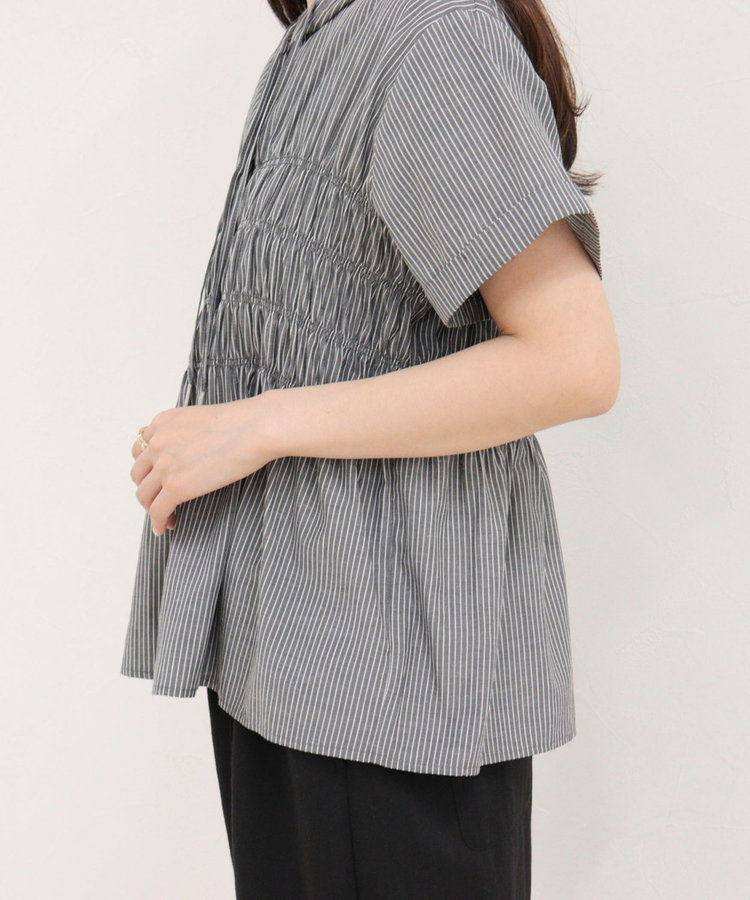 ［WEB限定 SPECIAL SALE！］シャーリングフーディシャツブラウス