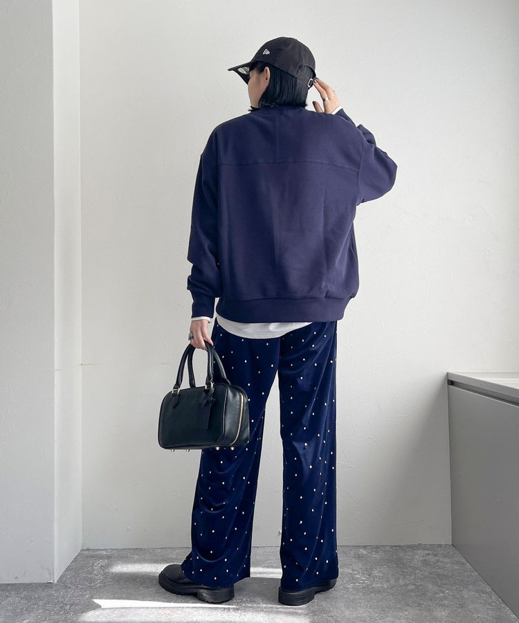 ベロアパイルSQUAREネックトップス　ベロアパイルイージーパンツセット セットアップ対応》ベロアドット刺繍イージーパンツ（4-0310-6-29-002