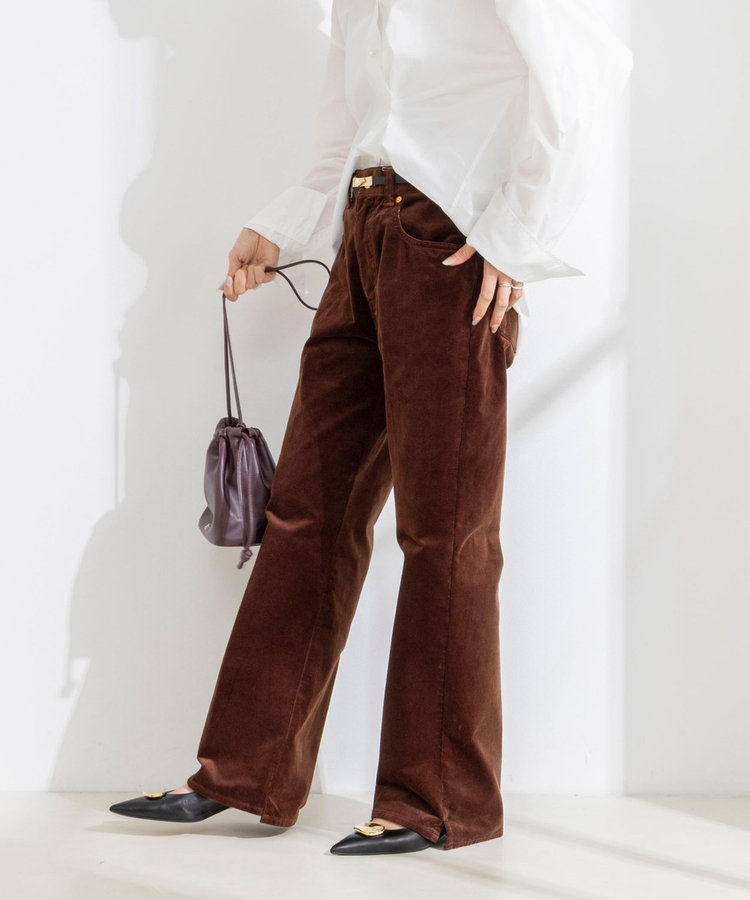 《5サイズ展開》【RM denim】ウォッシャブルセンタープレス裾デザインコーデュロイパンツ