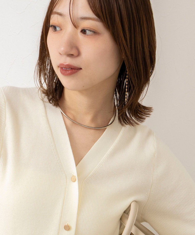 《手洗い可能》片畦ペプラムVネックカーディガン