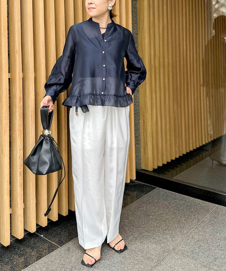 《セットアップ対応》ウォッシャブルイージーツイルセミワイドパンツ