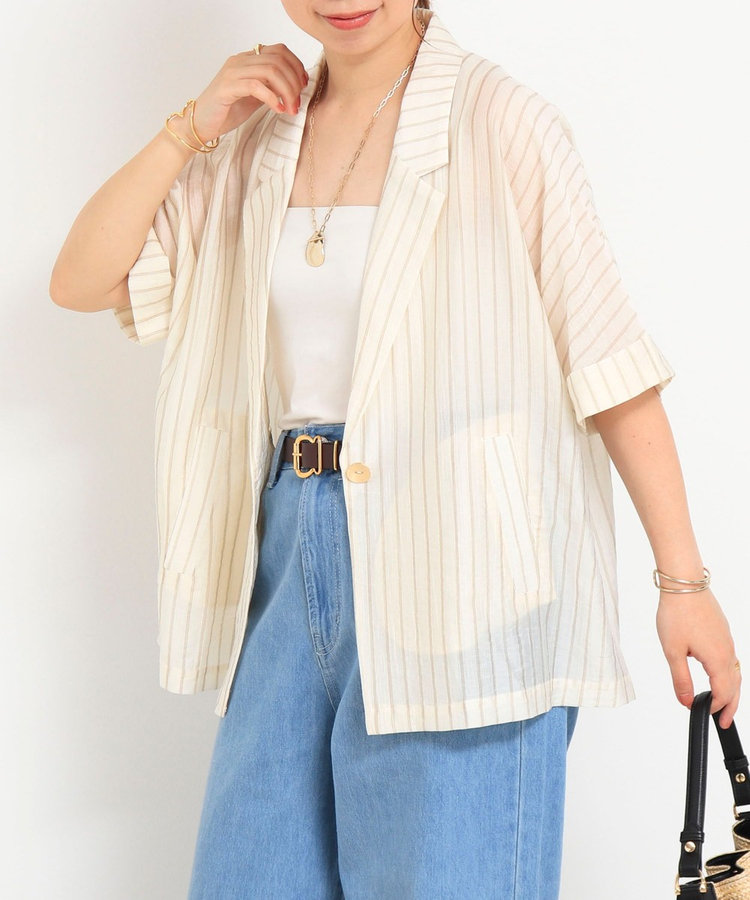 OUTLET限定 TIME SALE！］シルク調テーラーハーフスリーブ