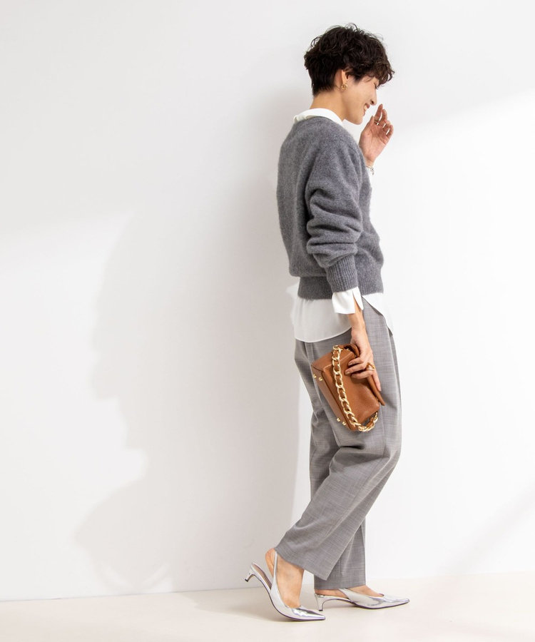 ◇【WEB限定】ウォッシャブルオトナサテン衿カフス付きTブラウス（5