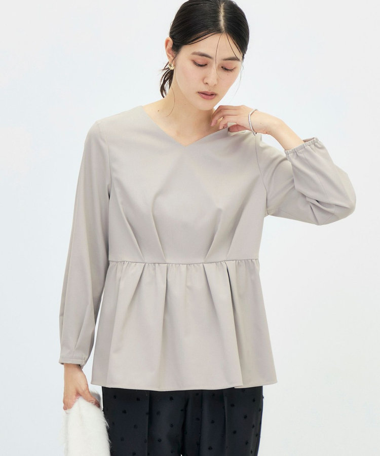 《セットアップ対応/ストレッチ/紫外線防止/防臭》ウォッシャブルハイスペックTRペプラムブラウス
