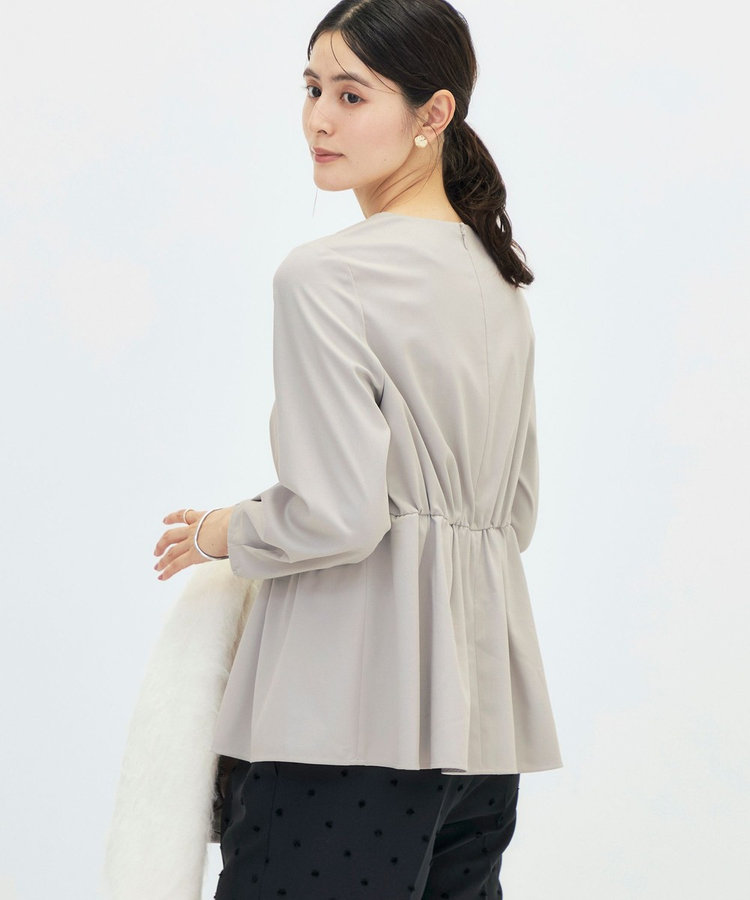 《セットアップ対応/ストレッチ/紫外線防止/防臭》ウォッシャブルハイスペックTRペプラムブラウス