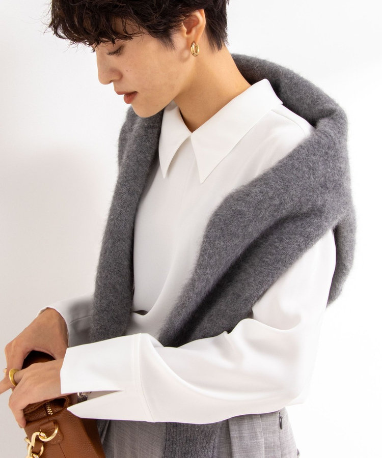 ノーリーズ（NOLLEY’S）/◇【WEB限定】ウォッシャブルオトナサテン衿カフス付きＴブラウス ◇【WEB限定】ウォッシャブルオトナサテン衿カフス付きTブラウス（5