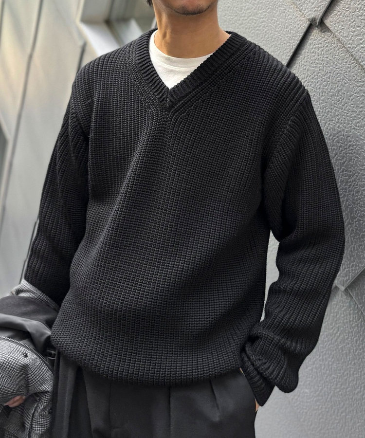 BATONER/バトナー】別注SOLIDWOOL V NECK KNIT ソリッドウール Vネック