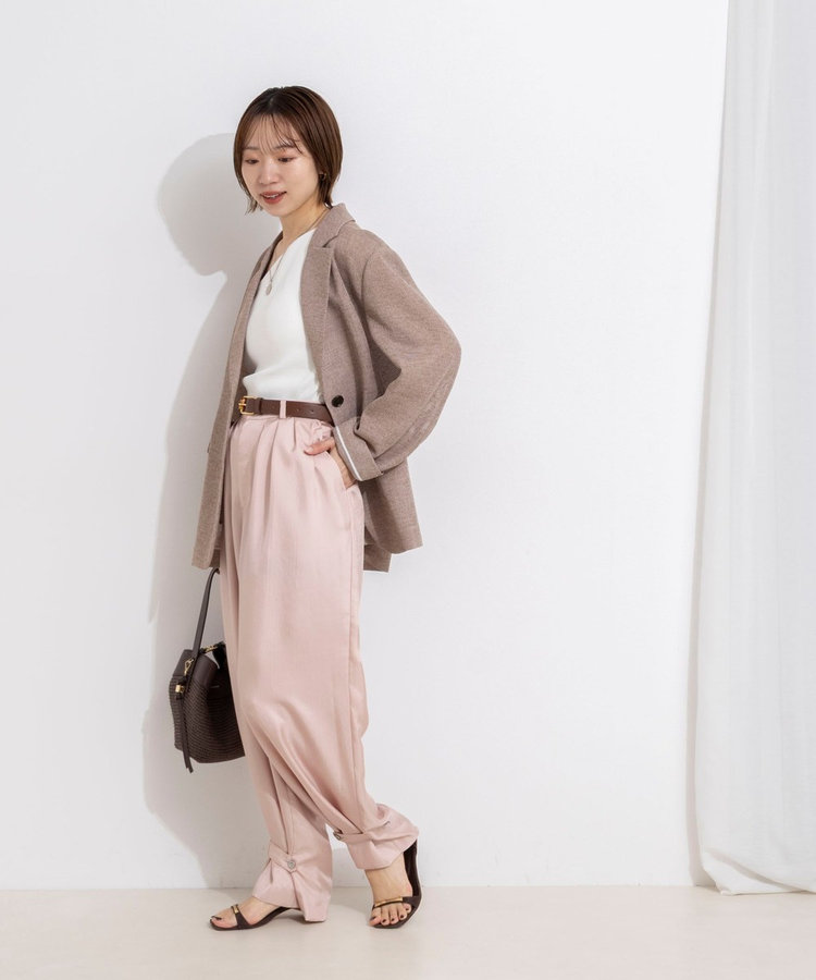［WEB限定 TIME SALE！］【一部店舗＆WEB限定カラー】ウォッシャブル高機能サテン裾タブ付きパンツ