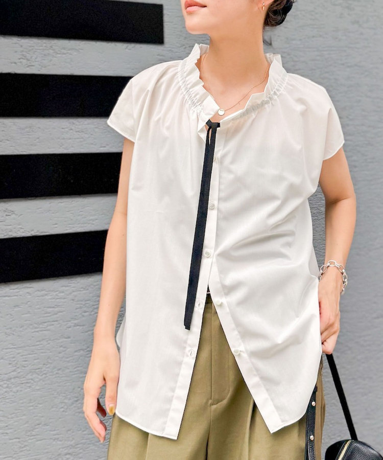 ブラウス シャツ 衿フリルショートスリーブシャツ レディース NOLLEY'S ブラウス シャツ 衿フリルショートスリーブシャツ