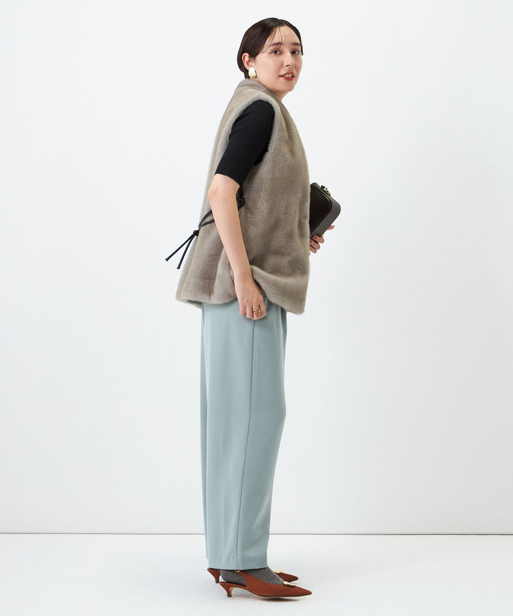 ウォッシャブルシャンブレーツイルワイドパンツ