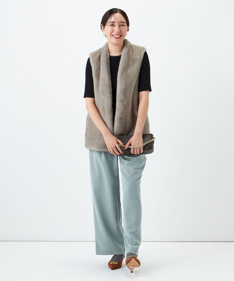 ウォッシャブルシャンブレーツイルワイドパンツ