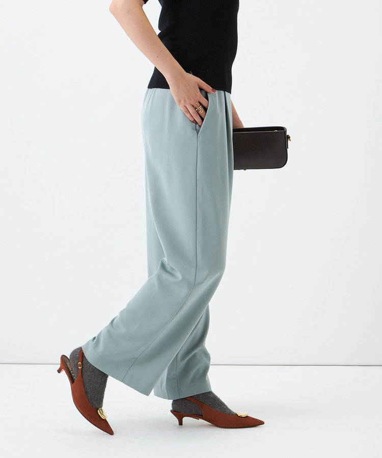 ウォッシャブルシャンブレーツイルワイドパンツ
