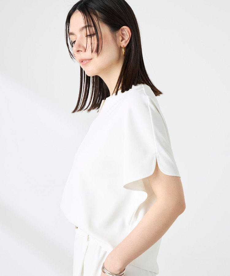《セットアップ対応》NEW morisachiウォッシャブルツイルケープ風ブラウス