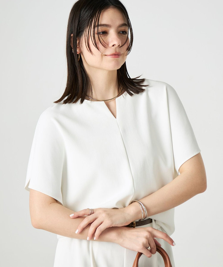 《セットアップ対応》NEW morisachiウォッシャブルツイルケープ風ブラウス